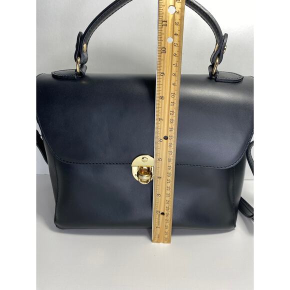 LUANA FERRACUTI BLACK LEATHER SATCHEL CONVERTIBLE HANDBAG - Picture 6 of 9